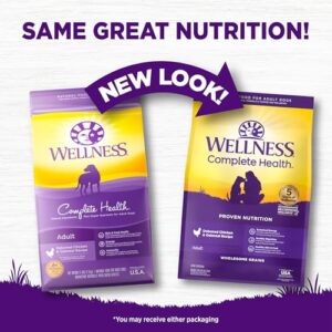 Wellness Complete Health Dry Dog Food with Grains, Natural Ingredients, Made in USA with Real Meat, All Breeds, For Adult Dogs (Chicken & Oatmeal, 15-Pound Bag)