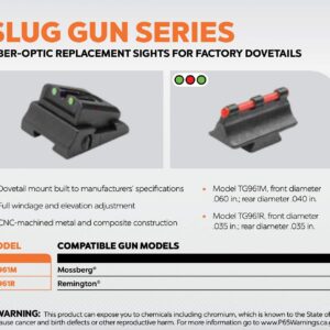 Truglo Slug Gun Series Fiber-Optic Replacement Sights for Factory Dovetails, Compatible with MOSSBERG / 0.060" Front, 0.040" Rear