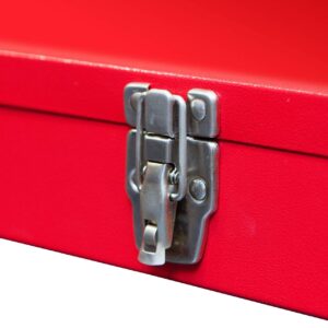 BIG RED TB101 Torin 19" Hip Roof Style Portable Steel Tool Box with Metal Latch Closure and Removable Storage Tray, Red, 19.1" x 6.1" x 6.5"