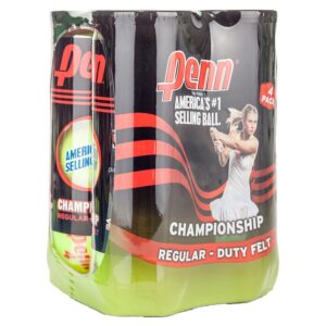 clay court tennis balls - penn championship regular duty tennis balls - 4 pack (4 cans, 12 balls total)