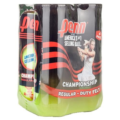 Clay Court Tennis Balls - Penn Championship Regular Duty Tennis Balls - 4 Pack (4 Cans, 12 Balls Total)