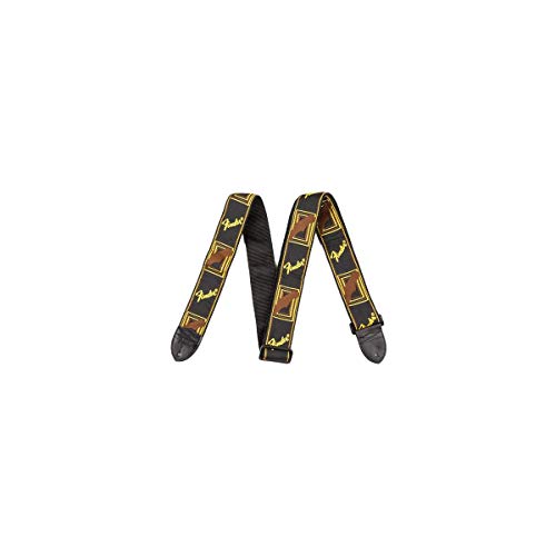 Fender Monogrammed Guitar Strap, 2in, Black/Yellow/Brown