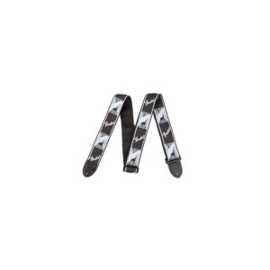 fender monogrammed guitar strap, 2in, black/light grey/blue