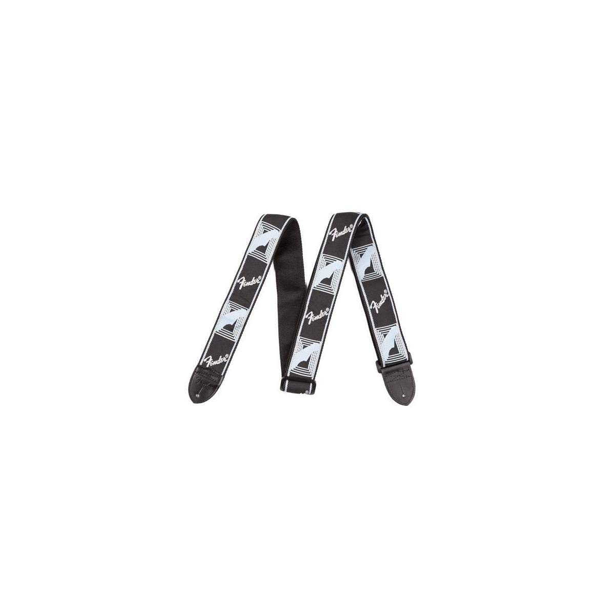 Fender Monogrammed Guitar Strap, 2in, Black/Light Grey/Blue