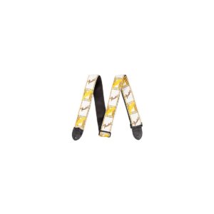 Fender Monogrammed Guitar Strap, 2in, White/Brown/Yellow