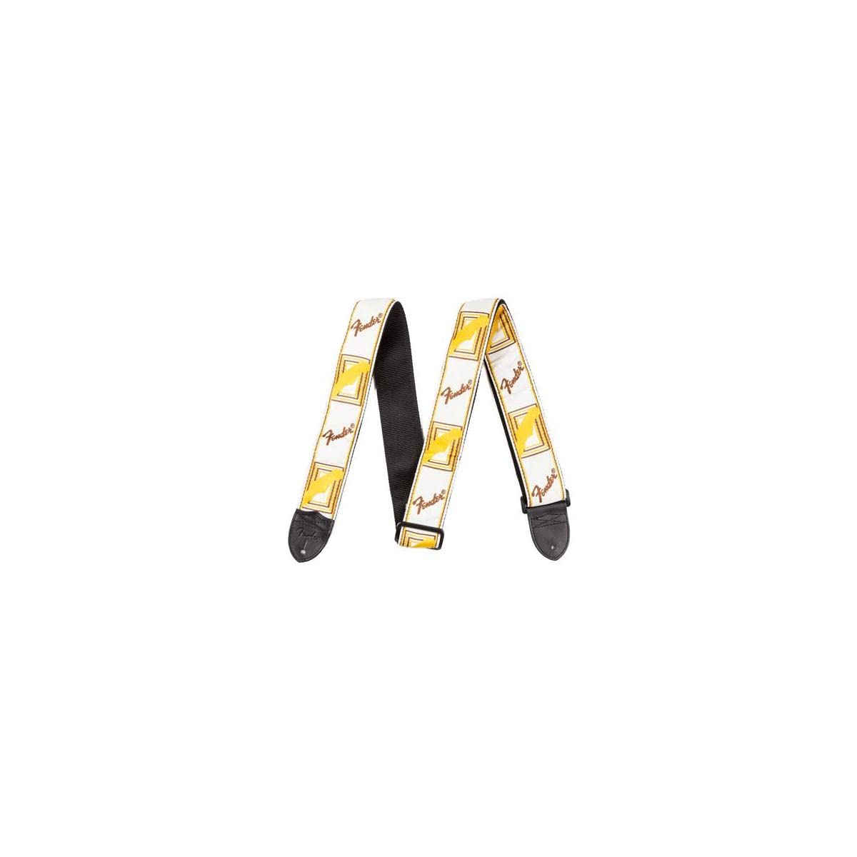 Fender Monogrammed Guitar Strap, 2in, White/Brown/Yellow