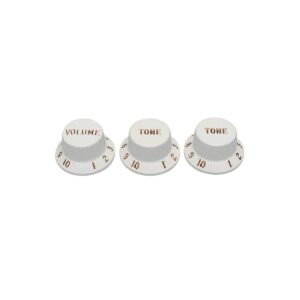 fender strat knobs one volume, two tone, white