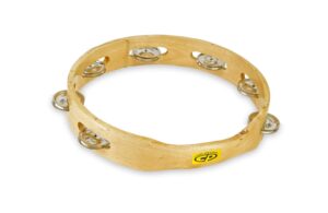 cp389 10" wood tambourine, headless, single row jingles