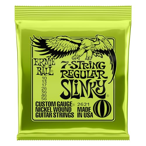 Ernie Ball 7-String Regular Slinky Nickel Wound Electric Guitar Strings, 10-56 Gauge (P02621)