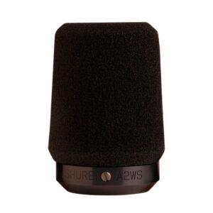 shure a2ws locking microphone windscreen - reduces unwanted breath and wind noise, black - compatible with sm57 and 545 series mics (a2ws-blk)