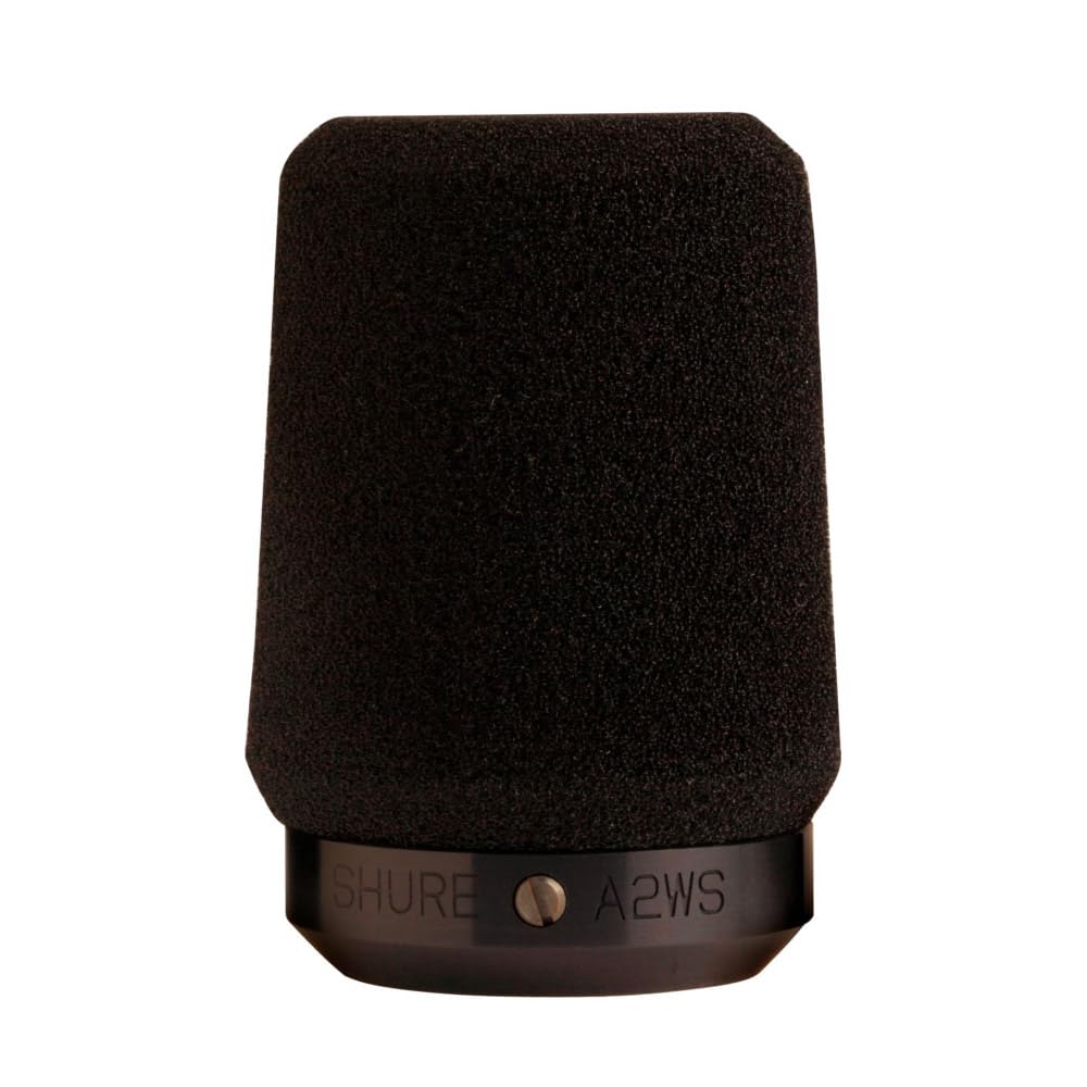 Shure A2WS Locking Microphone Windscreen - Reduces Unwanted Breath and Wind Noise, Black - Compatible with SM57 and 545 Series Mics (A2WS-BLK)