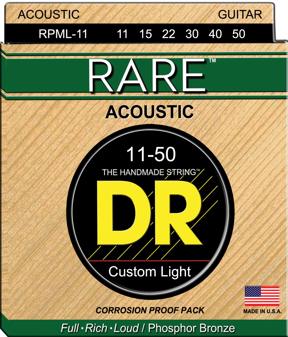 DR Strings Rare - Phosphor Bronze AcousticHex Core 11-50