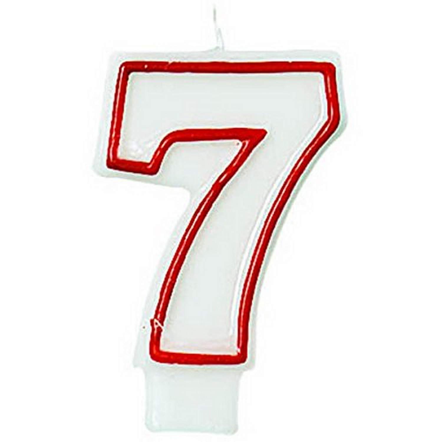 Amscan Bold Red & White Flat Molded #7 Candles - 3-Inch, 1 Piece - Eye-Catching Design - Perfect for Celebrations & Anniversaries