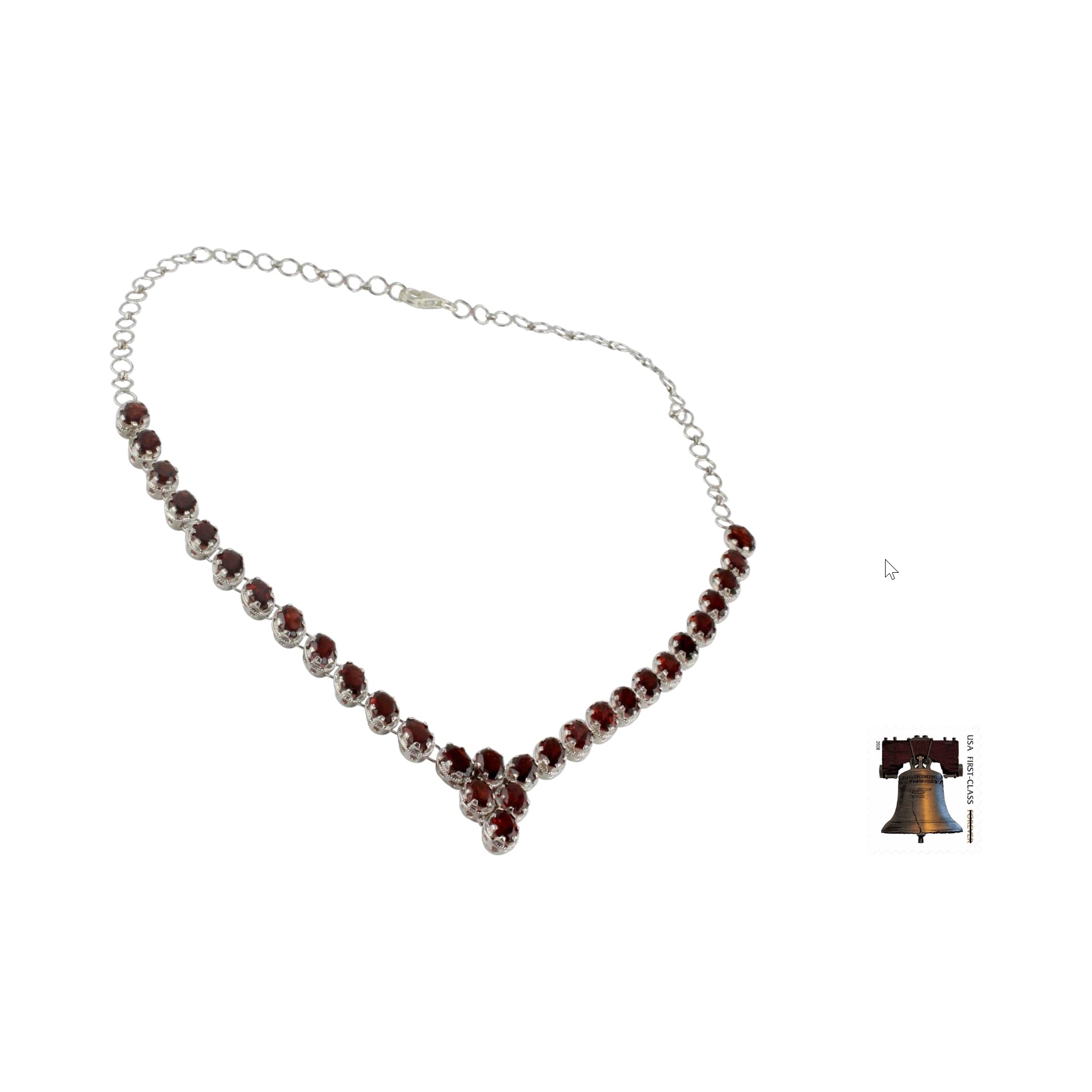 NOVICA Artisan Handmade Garnet Ynecklace Fair Trade Choker Sterling Silver Love Rhodium Plated Red India Bollywood Birthstone Romantic [15.75 in L x 0.8 in W] ' Cascading Crimson'