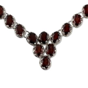 NOVICA Artisan Handmade Garnet Ynecklace Fair Trade Choker Sterling Silver Love Rhodium Plated Red India Bollywood Birthstone Romantic [15.75 in L x 0.8 in W] ' Cascading Crimson'