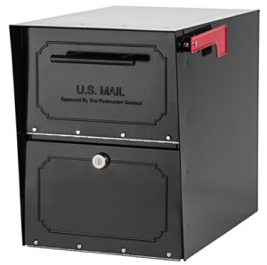 architectural mailboxes 6200b-10 oasis classic locking post mount parcel mailbox with high security reinforced lock,black,18.00 x 15.00 x 11.50 inches