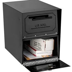 Architectural Mailboxes 6200B-10 Oasis Classic Locking Post Mount Parcel Mailbox with High Security Reinforced Lock,Black,18.00 x 15.00 x 11.50 inches