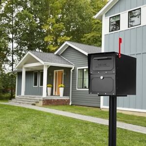 Architectural Mailboxes 6200B-10 Oasis Classic Locking Post Mount Parcel Mailbox with High Security Reinforced Lock,Black,18.00 x 15.00 x 11.50 inches