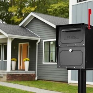 Architectural Mailboxes 6200B-10 Oasis Classic Locking Post Mount Parcel Mailbox with High Security Reinforced Lock,Black,18.00 x 15.00 x 11.50 inches