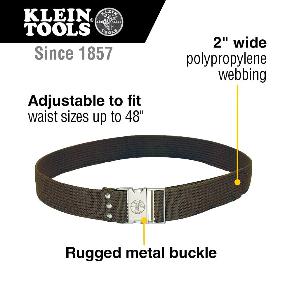 Klein Tools 5225 Tool Belt, Adjustable Electrician Belt is 2-Inch Wide, Adjusts for 48-Inch Waist