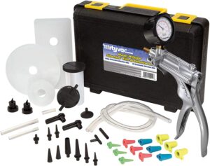 mityvac mv8500 silverline elite automotive test kit provides both vacuum and pressure to perform engine performance diagnostics, brake bleeding, fluid transfer, evacuation, windshield repair jobs