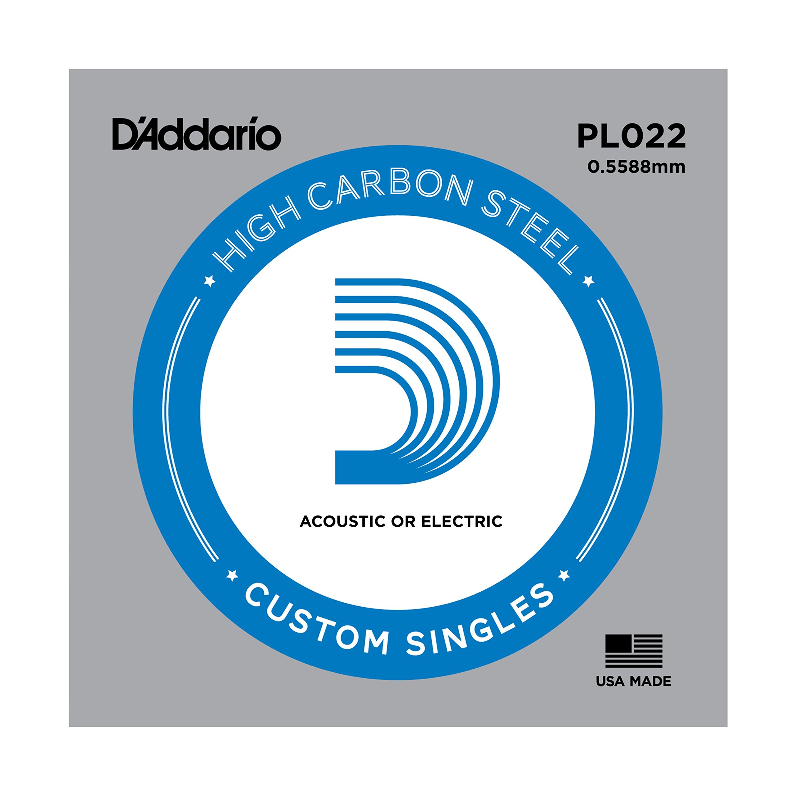 D'Addario PL022 Plain Steel Guitar Single String, 022