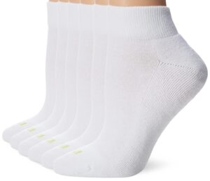 hue womens quarter top with cushion, 6-pack athletic socks, white, one size us