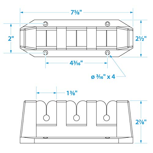 Seachoice 3-Rod Storage Holder, Black, ABS Plastic