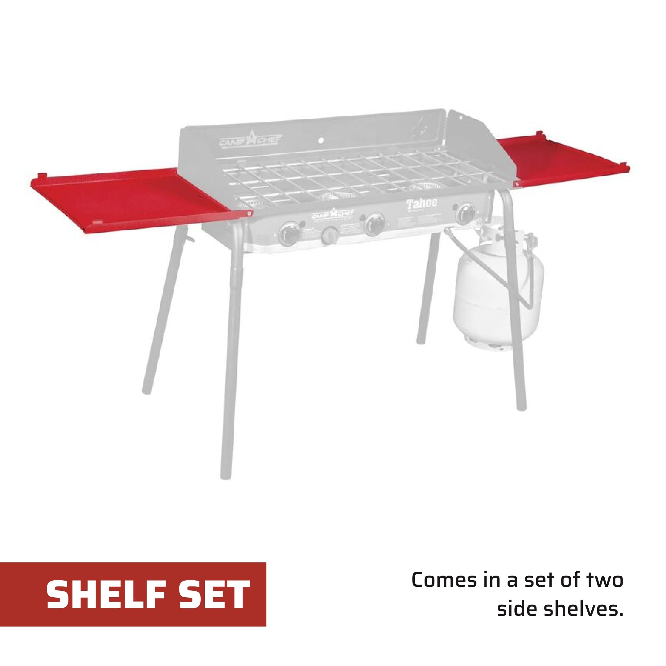 Camp Chef Folding Side Shelf Set for Two-Burner Stoves - Compatible Camp 14" Stoves - Durable Side Shelf for Prep & Storage