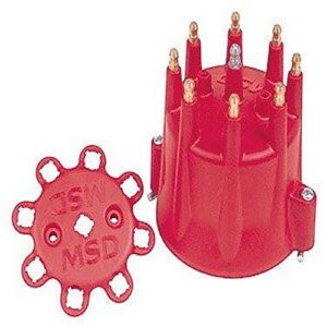 8433 msd distributor cap - v8 - hei terminals - red - spark plug wire retainer