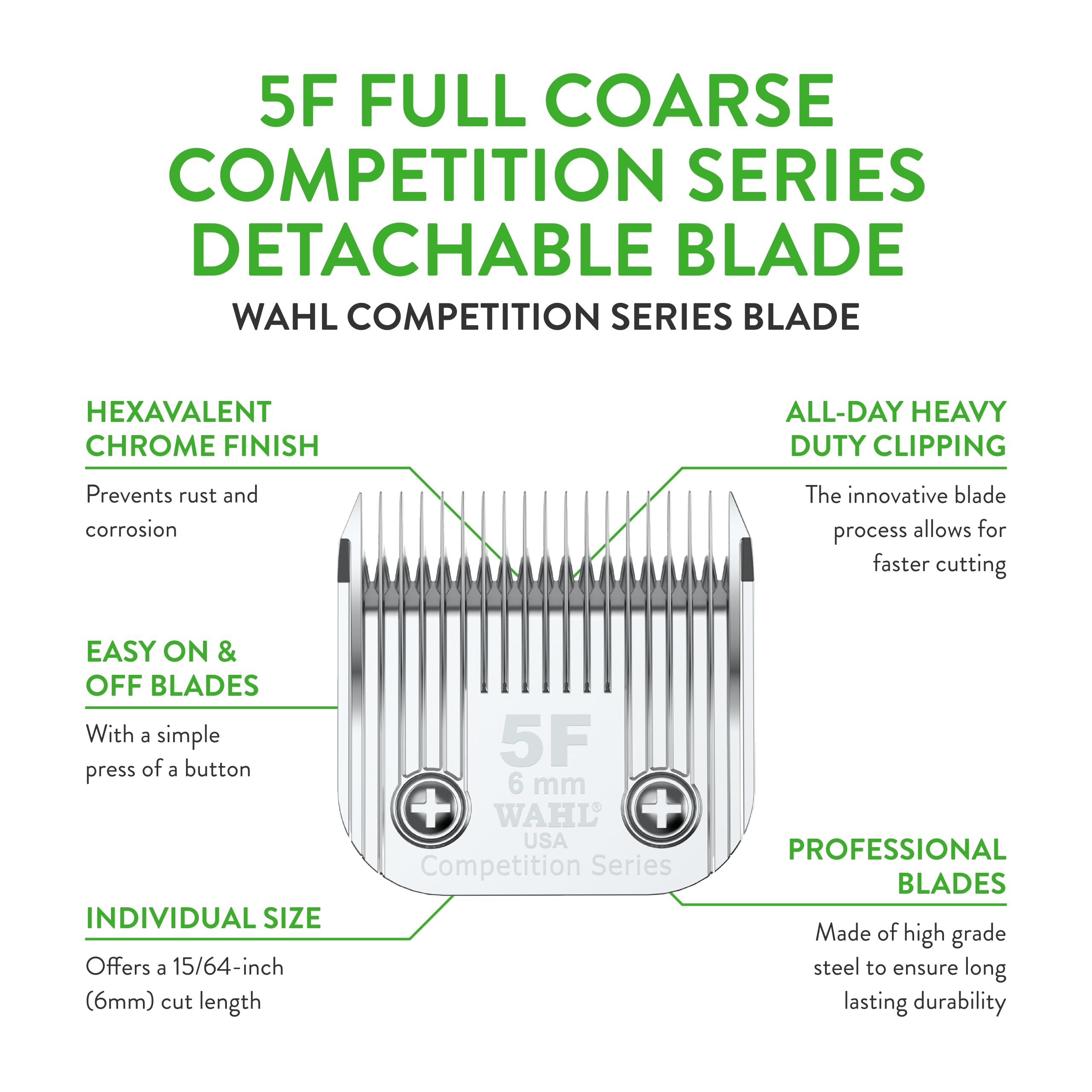 Wahl Professional Animal Competition Series Detachable Blade - 15/64-Inch Cut Length, 5F Full Coarse (2372-100)