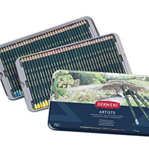 Derwent Artists Colored Pencils, 4mm Core, Metal Tin, 72 Count (32097)