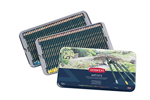 Derwent Artists Colored Pencils, 4mm Core, Metal Tin, 72 Count (32097)