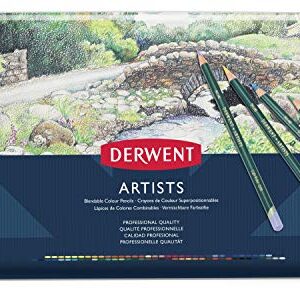 Derwent Artists Colored Pencils, 4mm Core, Metal Tin, 72 Count (32097)