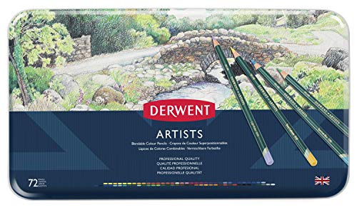 Derwent Artists Colored Pencils, 4mm Core, Metal Tin, 72 Count (32097)