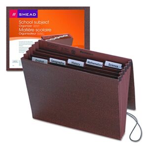 Smead School Subject File Organizer, Flap and Elastic Cord Closure, 6 Pockets, Letter Size, Redrope (70540)