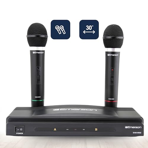 Emerson EAM-9002 Dual Handheld Wireless Microphone Starter Kit with Wireless FM Receiver, Black