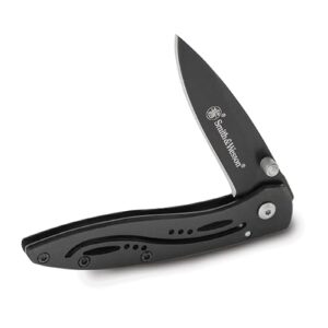 Smith & Wesson CKLPB 5.3in High Carbon S.S. Folding Knife with a 3.2in Drop Point Blade and Stainless Steel Handle for Outdoor, Tactical, Survival and EDC, Multi, One Size