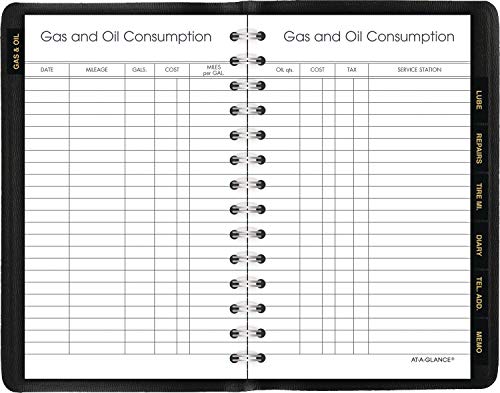 AT-A-GLANCE Auto Mileage Log Record Book, 3.75 x 6.12 Inches, Black (AAG8013505)