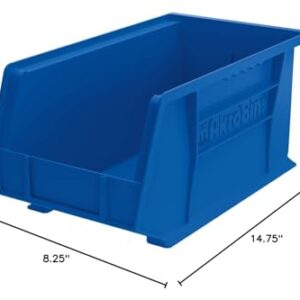 Akro-Mils 30240 AkroBins Plastic Hanging Stackable Storage Organizer Bin, 15-Inch x 8-Inch x 7-Inch, Blue, 12-Pack.