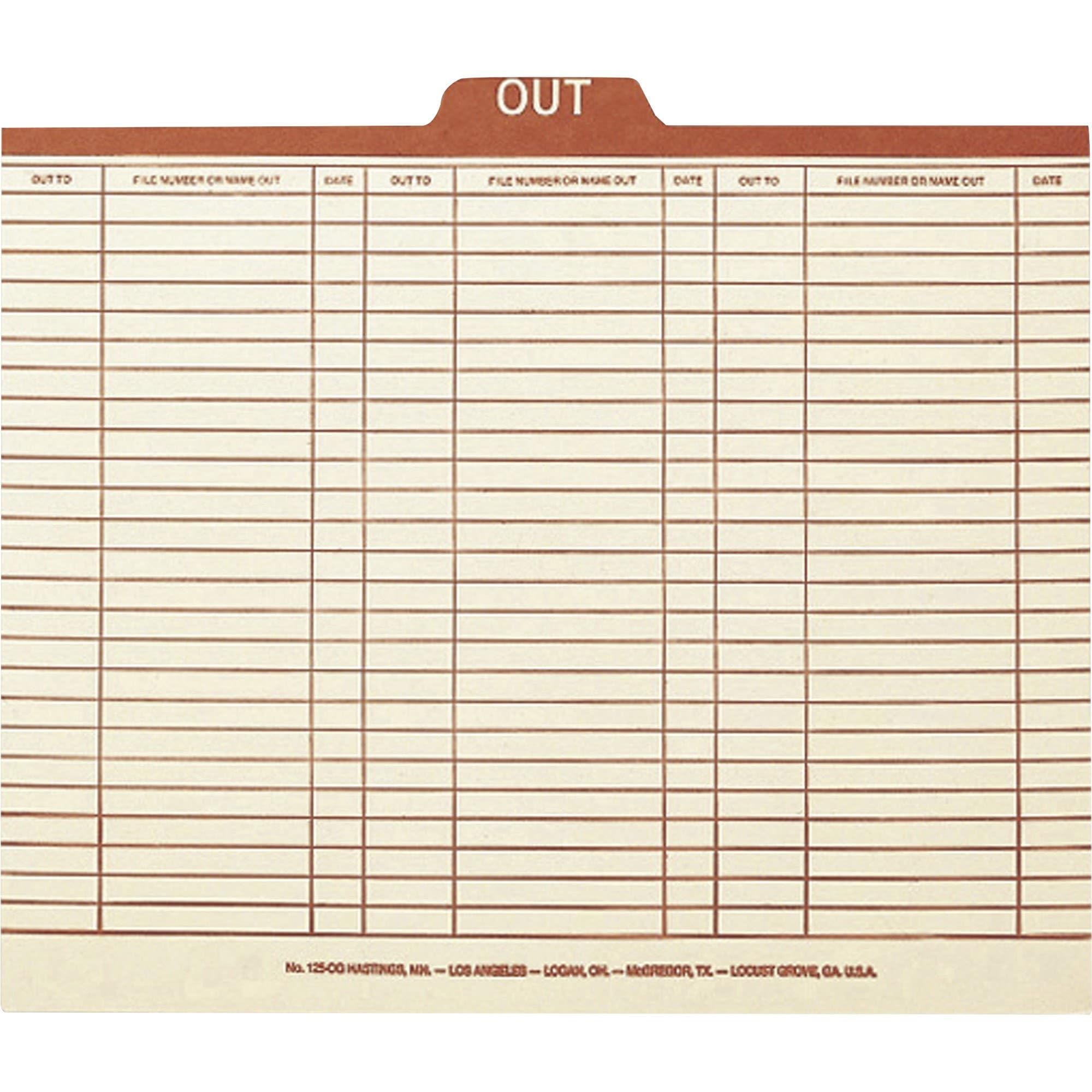 Smead Out Guide Printed Forma Style, 1/5-Cut Tab Center Position, Guide Height, Letter Size, Manila, 100 per Box (51910)