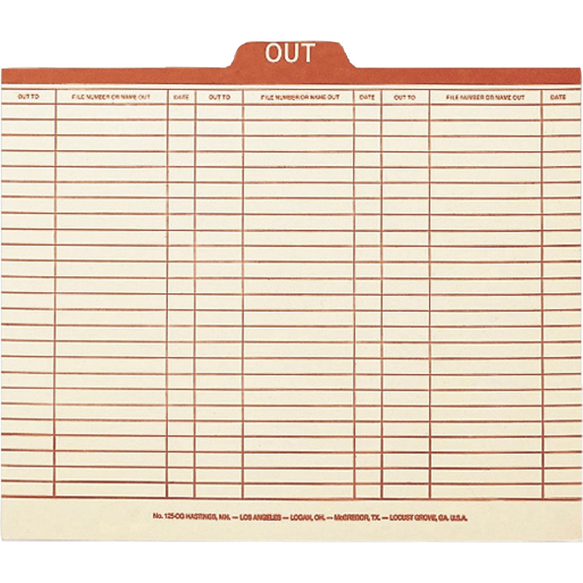 Smead Out Guide Printed Forma Style, 1/5-Cut Tab Center Position, Guide Height, Letter Size, Manila, 100 per Box (51910)