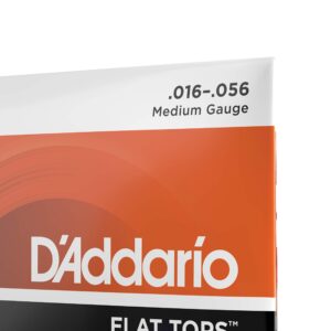 D'Addario Guitar Strings - Acoustic Guitar Strings - Flat Tops Phosphor Bronze - For 6 String Guitar - Warm, Semi-Bright Tone - EFT13 - Resophonic Guitar, 16-56