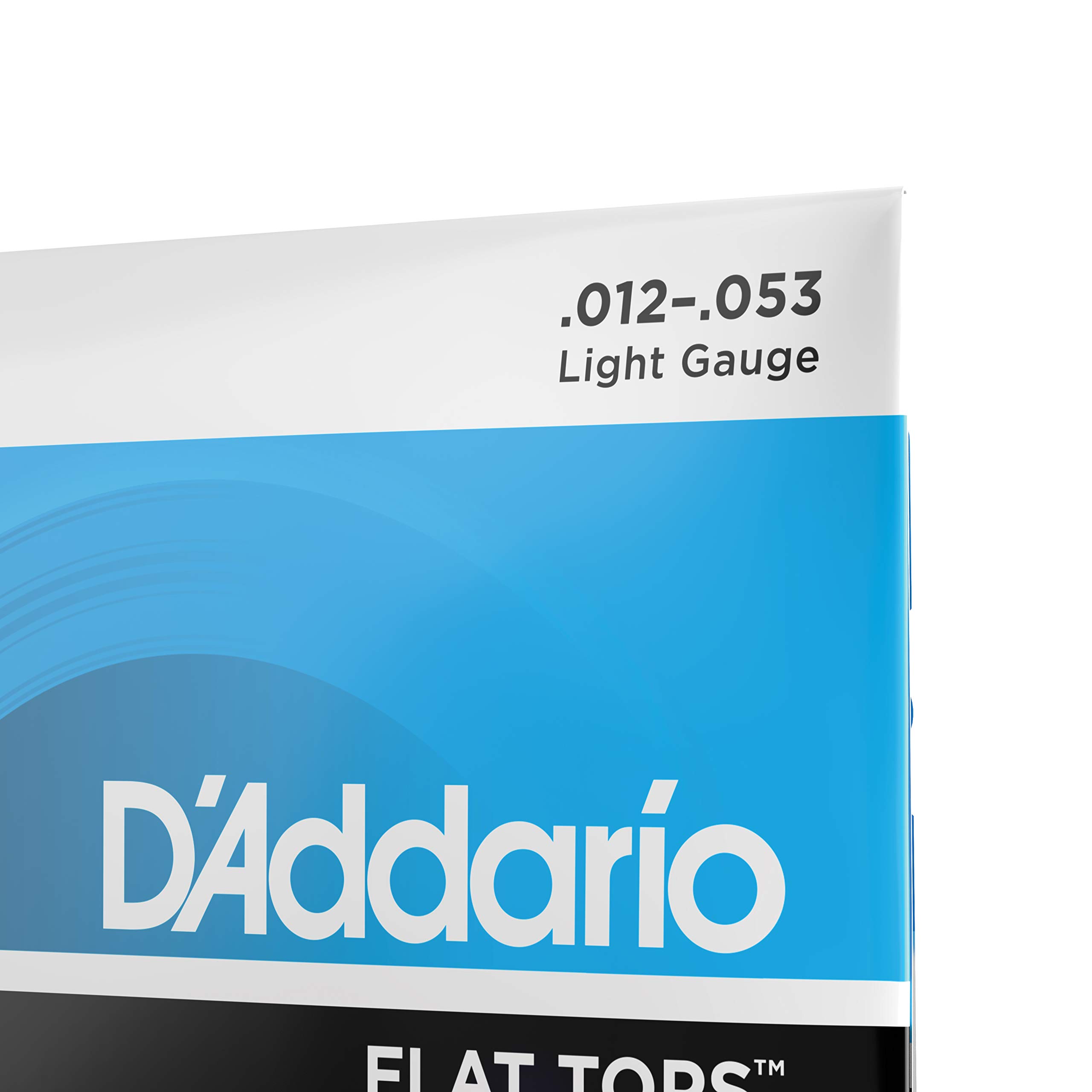 D'Addario Guitar Strings - Acoustic Guitar Strings - Flat Tops Phosphor Bronze - For 6 String Guitar - Warm, Semi-Bright Tone - EFT16 - Light, 12-53