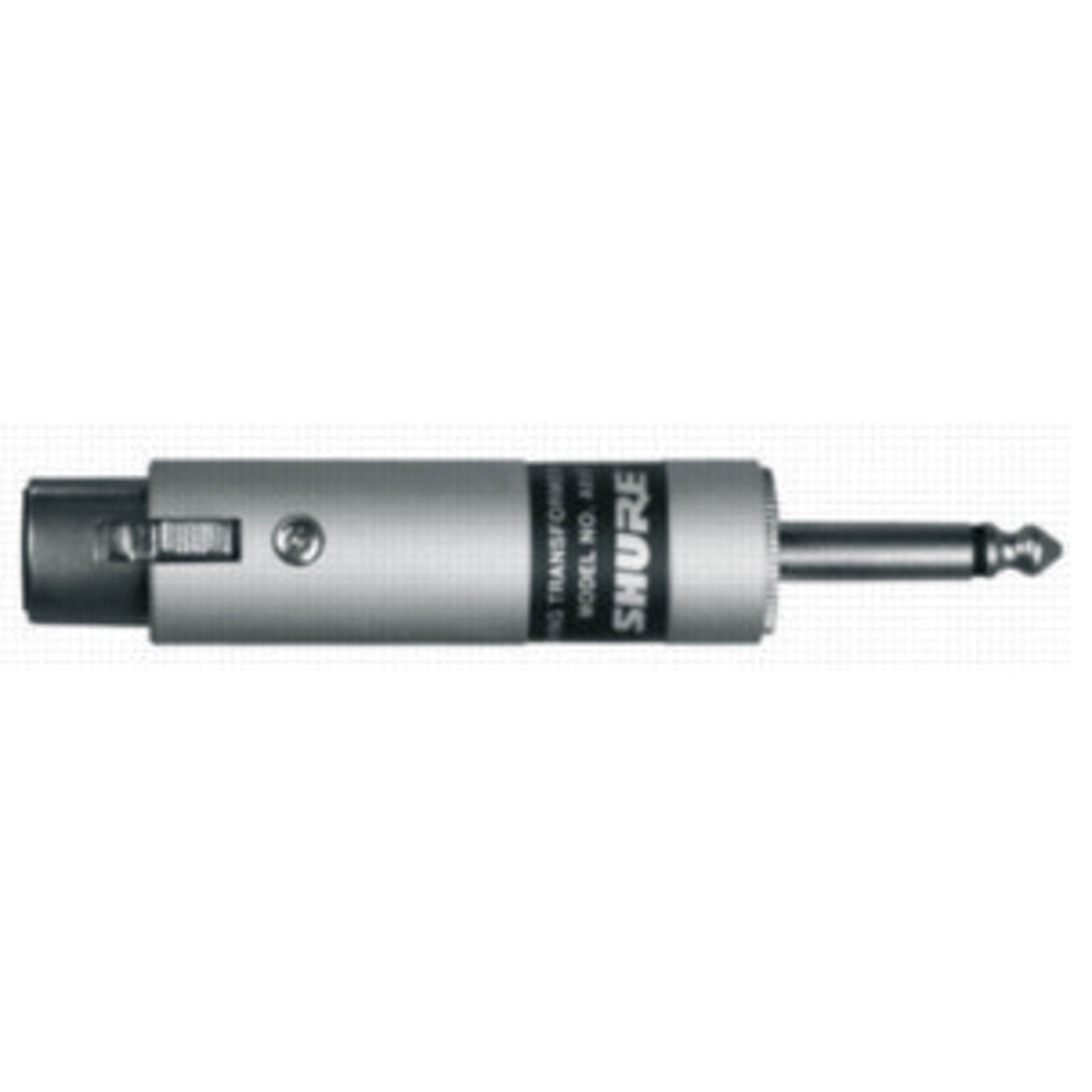 Shure A85F Line Matching Transformer - Low Z Female XLR to High Z 1/4-Inch Phone Plug connects a Balanced Low Impedance Microphone Output to an Unbalanced High Impedance Input