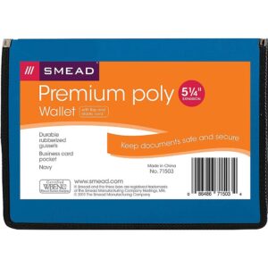 Smead Poly Premium Expanding File Wallet with Closure, 5-1/4" Expansion, Letter Size, Navy Blue (71503)