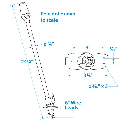 Seachoice LED All-Round White Light for Boating, Stow-A-Way Aluminum Light, 24-1/8 in.