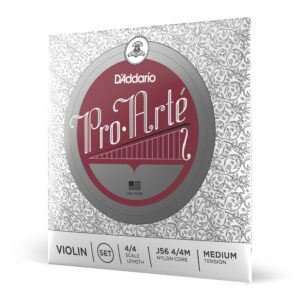 d'addario j56 4/4m pro-arte nylon violin strings, medium