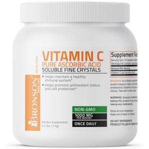 vitamin c powder pure ascorbic acid soluble fine non gmo crystals – promotes healthy immune system and cell protection – powerful antioxidant - 1 kilogram (2.2 lbs)