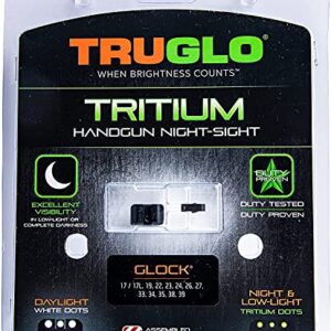 TruGlo Tritium Pro Glow in the Dark Compact Gun Hunting Glock Pistol Sight with Maximum Bright Sights for Glock Sidearm 17, 19, 22, 23, 24, 26, and 27